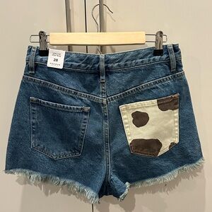NWT Pacsun Vintage High Rise Denim Shorts with Cow Detail Pocket